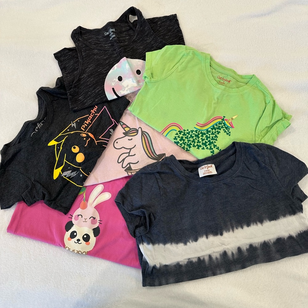 Colorful Graphic T-Shirts for Girls Kids Bundle